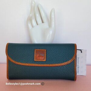 DOONEY & BOURKE Pebbled Grain Leather Continental Clutch Wallet- Teal color⭐